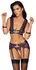 Cottelli Bondage Set L - Purple Lace Bra, Garter Belt & Wrist Cuffs
