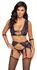 Cottelli Bondage Set L - Purple Lace Bra, Garter Belt & Wrist Cuffs