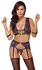 Cottelli Bondage Set L - Purple Lace Bra, Garter Belt & Wrist Cuffs