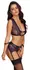 Cottelli Bondage Set L - Purple Lace Bra, Garter Belt & Wrist Cuffs