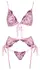 kissable Embroidered Floral Lingerie Set L/XL - Light Pink, 3-Piece