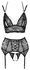 Abierta Fina Lace Lingerie Trio with Rose-Gold Accents, Size S
