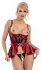Abierta Fina Shelf Bra Lingerie Set Red 85C/XL with Decorative Chains