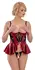 Abierta Fina Shelf Bra Lingerie Set Red 85C/XL with Decorative Chains