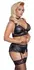 Cottelli CURVES Bra & Suspender Briefs 3XL, Matte Look & Lace, Rose-Gold Accents