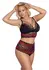 Curves дантелен комплект сутиен и бикини с висока талия, черно-червен, 3XL