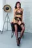 Abierta Fina Lace Lingerie Set XL Black with Velvet & Rose Gold Accents