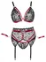 Cottelli Bondage Lingerie Set 4XL - Black Lace & Red Accents