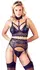 Cottelli Collection Bra & Suspender Set M, Floral Lace, Matte Finish