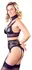 Cottelli Collection Bra & Suspender Set M, Floral Lace, Matte Finish