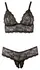 Cottelli Collection Lingerie Set Black 3XL - Lace Wireless Bra & Open String