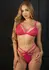 Daring Intimates Strappy Floral Lace Bra Set Hot Pink Adjustable