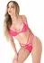 Daring Intimates Strappy Floral Lace Bra Set Hot Pink Adjustable