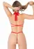 Daring Intimates Bodysuit Red High Waist Lace Adjustable Open Design