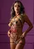 Roses Strappy Teddy with Pasties - Adjustable Gold O-Ring Lingerie Set