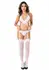 Leg Avenue Bra & Garter Panty Set with Tulle Veil and Satin Bows, White