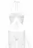 Leg Avenue Bra & Garter Panty Set with Tulle Veil and Satin Bows, White