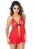 Peek-a-boo Ruffle Babydoll Set with Mesh Details, Black, S/M