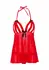 Peek-a-boo Ruffle Babydoll Set with Mesh Details, Black, S/M