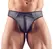 NEK Men's String S Neoprene Look with Rhinestone Zipper Accent