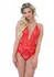 Deep-V Lace Teddy Heart Mesh Bodysuit, Low Back, Fine Straps, S/M