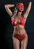 Rimba 3PC Bra, Panty and Blindfold Set - Floral Lace, Adjustable Fit