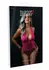 Heart Lace Teddy Deep Plunge Bodysuit with Heart Pattern & Satin Bows