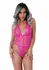 Heart Lace Teddy Deep Plunge Bodysuit with Heart Pattern & Satin Bows