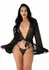 Obsessive Sheer Kimono and String Set with Satin Trim Black M/L