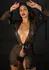Obsessive Sheer Kimono and String Set with Satin Trim Black M/L