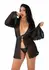 Obsessive Sheer Kimono and String Set Black Mesh Lace Trim L/XL