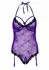 Lace Teddy with Open Crotch - Adjustable Floral Lace Bodysuit Black
