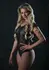Floral Lace Mesh Teddy with Rhinestone Detail - Heart Pattern, Cap Sleeves