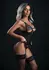 Underboob Cami Garter Set Lace & Mesh Adjustable Straps Black S/M