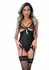Underboob Cami Garter Set Lace & Mesh Adjustable Straps Black S/M