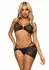 Rene Rofe Mesh Bra Top Set with Rhinestone Accents & Sarong, 3-Piece