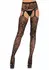 Leg Avenue Chelsea Floral Lace Stockings with Garter Belt Black One Size