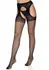 Leg Avenue Oval Net Suspender Hose with Opaque Top - Black, One Size