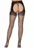 Leg Avenue Oval Net Suspender Hose with Opaque Top - Black, One Size