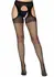 Leg Avenue Oval Net Suspender Hose with Opaque Top - Black, One Size