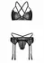 Elegant Heart Lace 4-Piece Garter Set with Adjustable Straps, Black
