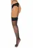 Leg Avenue Net Stockings with Lace Top - Elegant Floral Band, Black