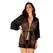 Obsessive Allunes Peignoir S/M Black Satin with Leopard Pattern