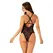 Obsessive Vanessme Bodysuit L/XL Black-Burgundy Lace Adjustable Straps