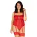 Obsessive Blossmina Plus Size Corset & Thong Red 4XL/5XL Adjustable Lace