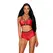 Obsessive Leatheria Red 2-Piece Lingerie Set S/M - Adjustable Straps & Mesh