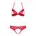 Obsessive 870-SEC-3 Red Lingerie Set L/XL, Lace & Jewel Accents