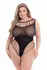 Baci Diamonte Bodysuit Black QS - Sheer High-Cut Glamour Lingerie