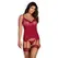 Obsessive Rosalyne Red Corset & Thong Set S/M Adjustable Lace Design