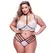 Baci 2-Piece Lace Strappy Bra & Panty Set Queen Size, Black Trim